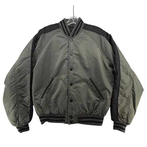 Alpha Industries Mens Medium Sage Green Black Bomber Varsity Jacket Quilted video thumbnail