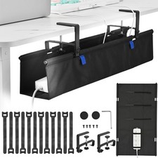 28" Under Desk Cable Management Tray- Clamp/Screw Mount Desk Cable Organizer ...