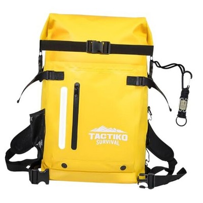 30L Heavy-Duty 100% Waterproof Backpack - Equipment Pocket, Carabiner - Yellow