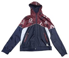 Reebok Jacket Youth 14/16 Blue Burgundy Hooded Windbreaker Colorblock Logo Print