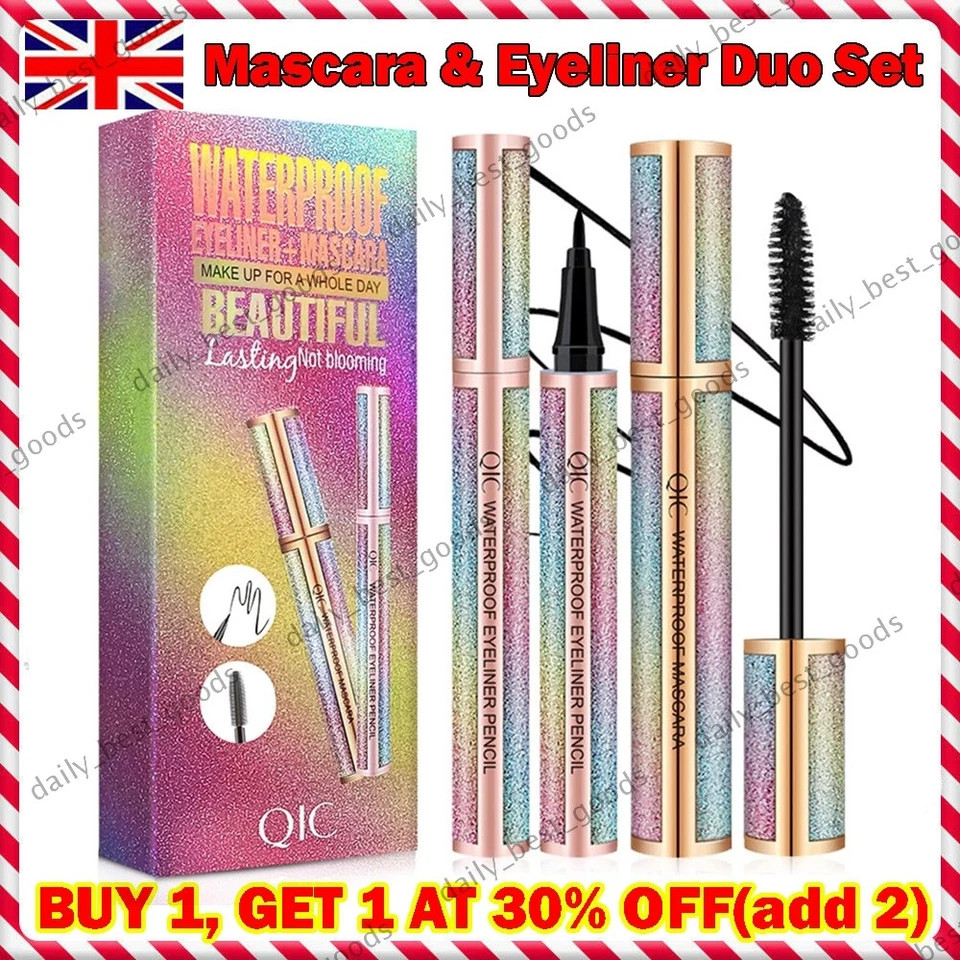 QIC Waterproof 4D Silk Fibre Mascara & Eyeliner 2 in 1 Set