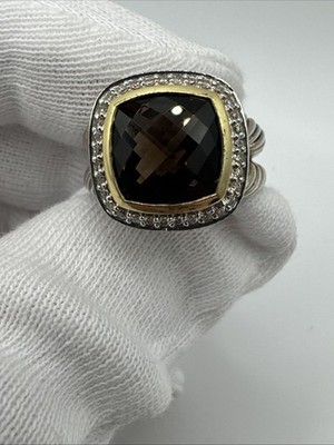 David Yurman Albion silver & 18k gold diamond ring 6.75