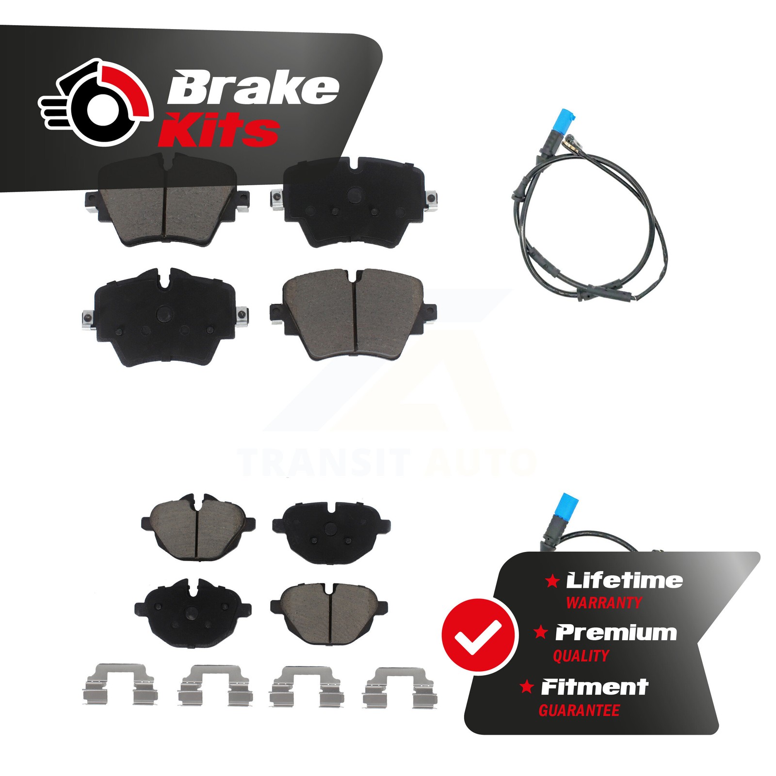 Front Rear Ceramic Disc Brake Pad Wear Sensor Kit For 2018-2021 BMW X3 xDrive30i