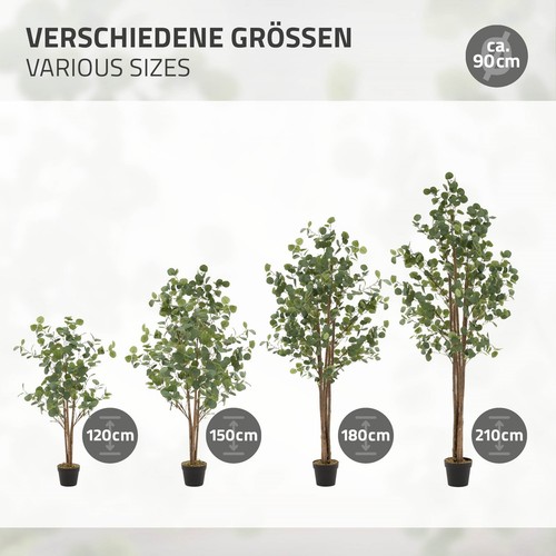 Eucalipto artificial decorativo 210cm realista árbol plástico interior/exterior - Imagen 6 de 9