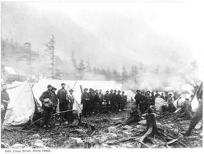 Photo:Scales Chilkoot Pass Alaska 1897 Gold Rush Miners Tent Camp