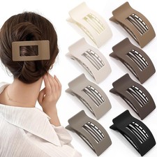 8 Pack Flat Claw Clips for Women- Large Matte No-Slip Rectangle Clips