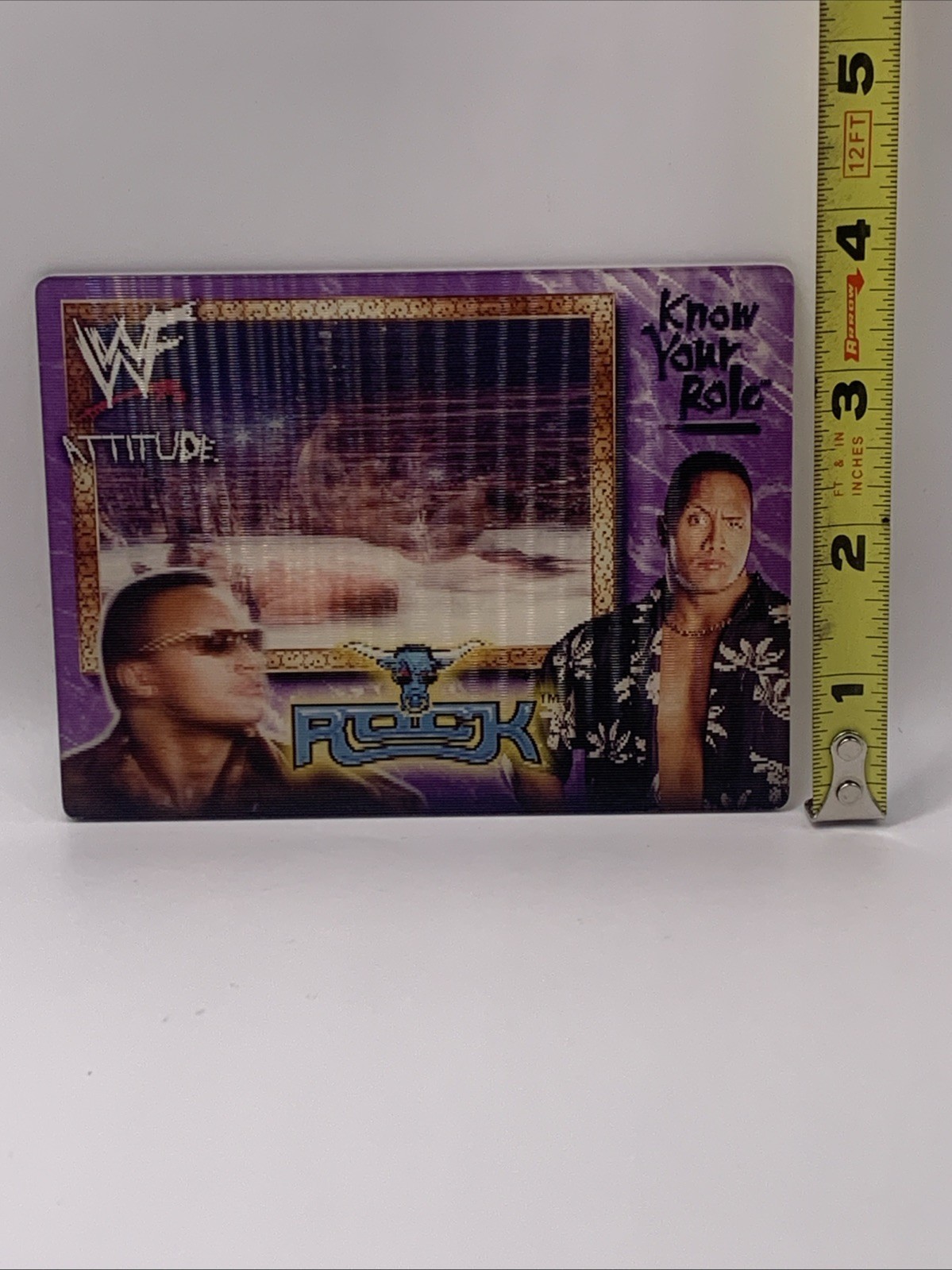VTG 1999 WWF Attitude The Rock Dwayne Johnson Lenticular Collectors Card Rare view 5