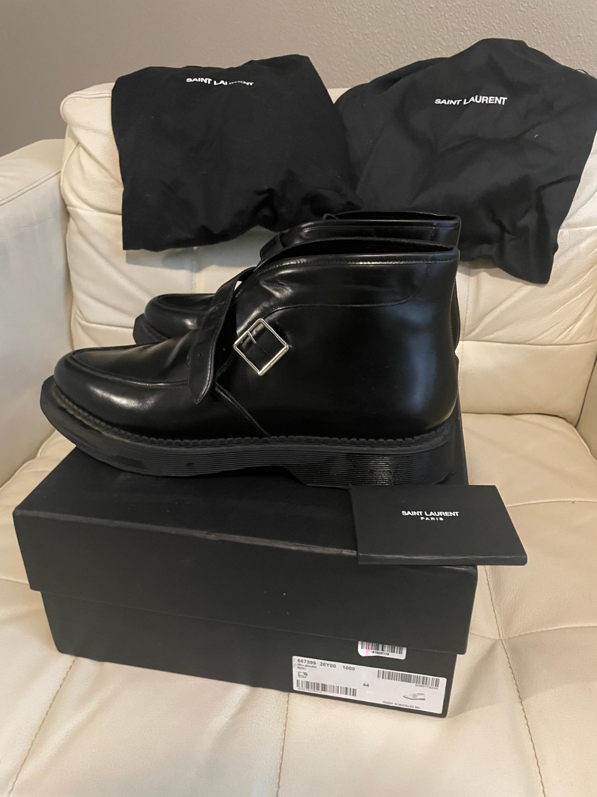 Scarpe Teddy Yves Saint Laurent YSL Monk Strap US 11 nere rare slipon senza lacci