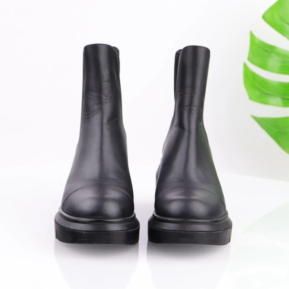 Stuart Weitzman Womens Norah Boot Size 6 WIDE Black Chelsea Lugs Platform Bootie - Image 2 of 4