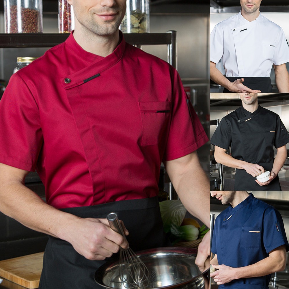 FILA Camicia casual maniche corte chef grembiule due file lavoro traspirante