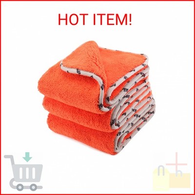 SPTA Car Microfiber Towels, 3Pcs Microfiber Car Cleaning Cloths, Upgraded 1200gs