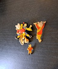 Ssle! Set Of 3! 2 Vintage Enamel Rupert Pin Badges, 1 Is Mini. A Rubber One Too!