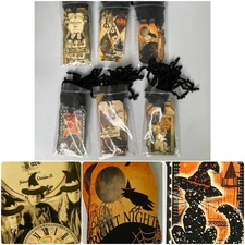 Lot 72 Primitive Folk Art Halloween Hang Gift Tags Linen Cardstock Witch Vtg A1