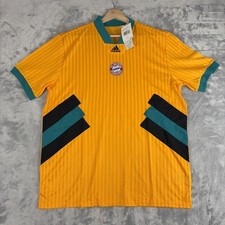Adidas FC Bayern Munich Icon Soccer Jersey Gold Mens Size Large Loose Fit HT8833