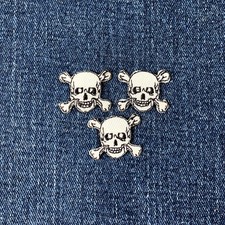 3-Pack Skull  Crossbones Applique Patch - Mini Embroidered Skeleton Badge 7/8"