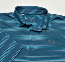 Under Armour Men  s Performance Stripe Golf Polo Shirt Ocean Blue XL