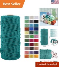 3mm x 109Yards Macrame Cord Thick Natural Cotton Macrame Rope, 4 Strand Twist...