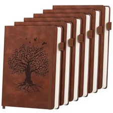 6 Pack Lined Journal Notebook for Women Men, 6 Pack-A5 5.8" 8.3" A-Tree-Brown