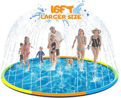 #ad 16FT Large Splash Pad Sprinkler for Dogs and Kids 0.5Mm Thickened Durable and $197.99
