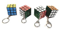 Rubic Cube Puzzle Keychain Bundle-4 Retro Game Bag Clip Party Favors Keyring 