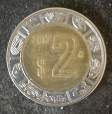 1257 Mexico 2 Peso Coin dated 2017 Bi-metallic KM#604