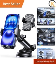 3-in-1 Car Phone Holder 122 LBS Strongest Suction  Stable Clamp Arm 360  A...