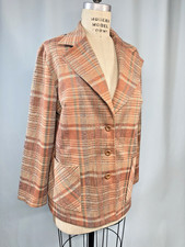 Vintage Blazer Jacket SIZE XL EXTRA LARGE tan beige orange GRAFF 70s CALIFORNIA