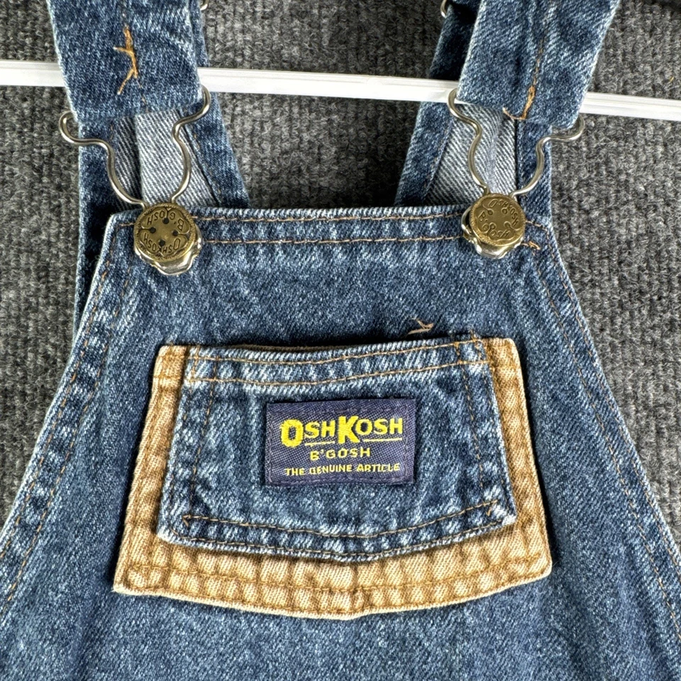 Vtg 1990s OshKosh B’Gosh Overalls Cowboy Patch Sz 4T USA Made Denim Canvas Rare - Image 3 of 4