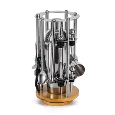 Bar Bartender Tool Set 13-Piece Cocktail Shaker Barware with Rotating Stand S...