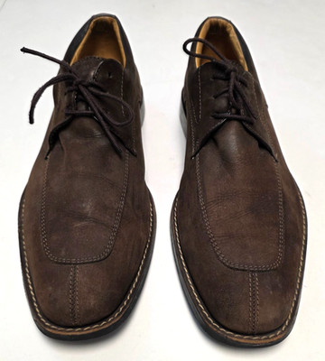 TASSO ELBA Sheep Skin SUEDE LEATHER Lace-Up Split Toe Shoes Men 10.5 Dark Brown