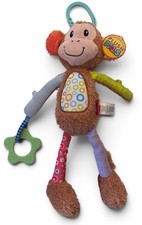 Nuby Plush Pals Cuddle Play Monkey Toy Baby Infants Teether Clip Vibrant NWT
