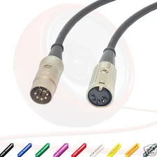 MIDI Extension Cable 5 Pin Din Lead. Male to Female. Plug Socket. Phantom Power