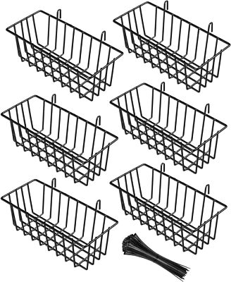 6 Pack Black Wire Baskets, Wall Grid panel Hanging Basket, BLACK | eBay