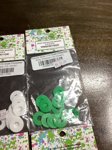 Webster Mods 1/10 Body Protector LOT ( White,Green,Yellow,Grey ) 48 Washers! - Picture 6 of 7