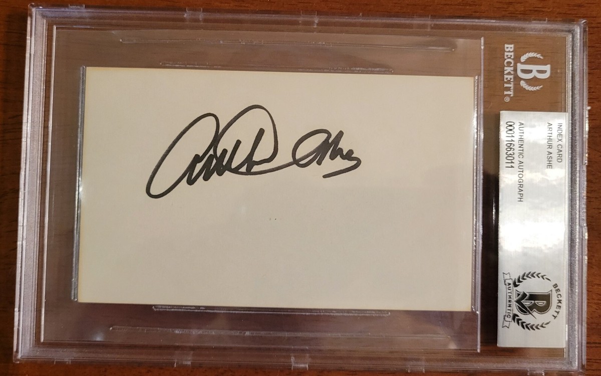 Arthur Ashe Signed 3x5 Index Card Beckett Encapsulated Tennis | eBay