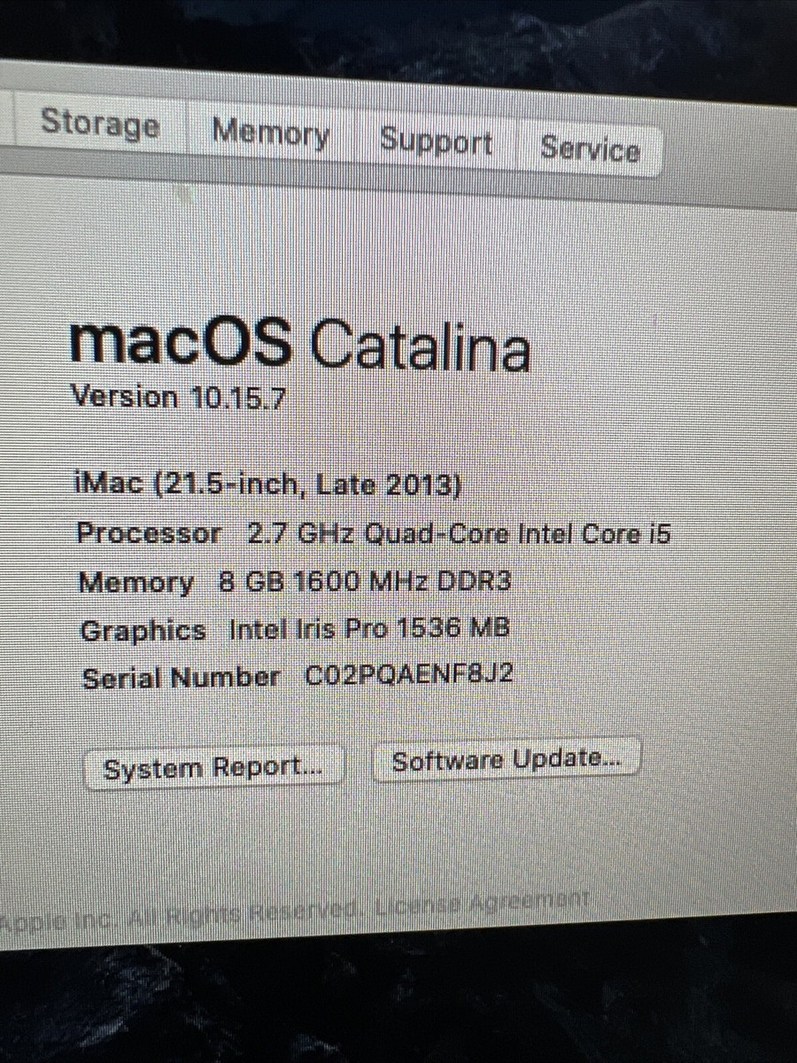 Apple iMac Late 2013 21.5” Intel Core i5 2.7GHz 8GB RAM 1TB HDD