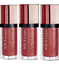 Lot of 3 BOURJOIS PARIS Rouge Edition Aqua Laque Lipstick 03 Brun'Croyable (Red)