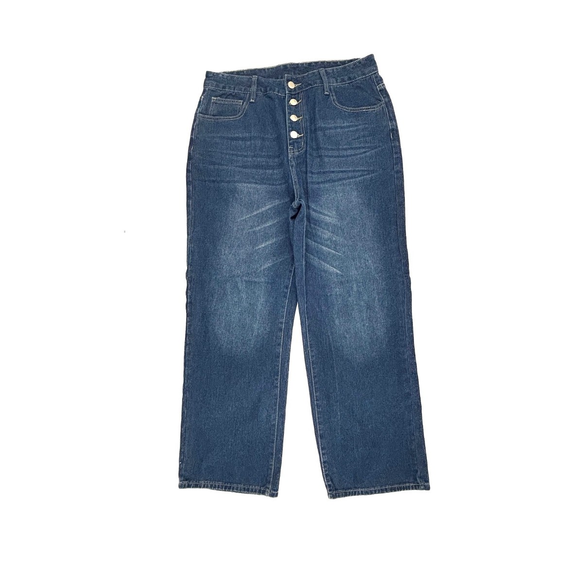 Unbranded Baggy Button Fly Women's size 12 Dark Wash Blue Denim