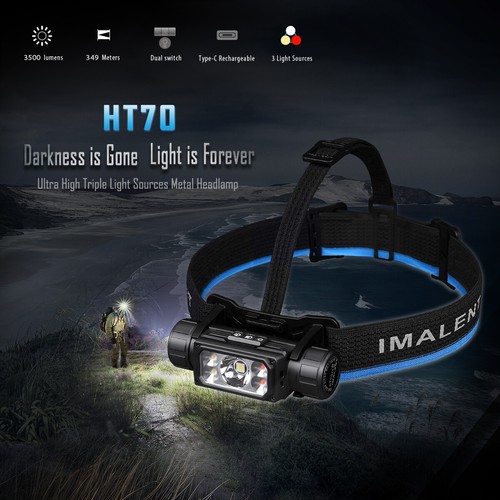 IMALENT HT70 Headlamp 3500 Lumen Ultra-Light Bright LED Rechargeable Headlight - Picture 2 of 17