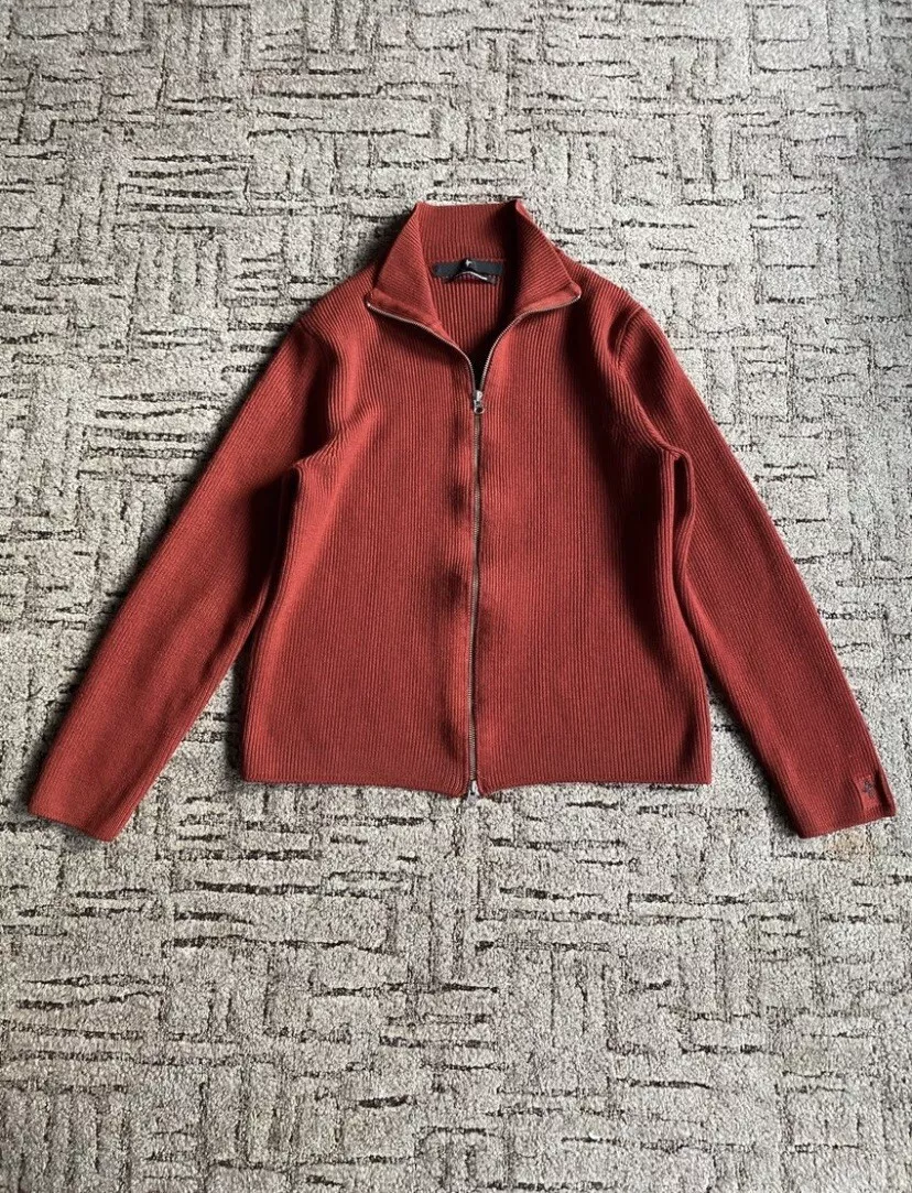 Pull tricoté zippé Stone Island veste bordeaux cardigan aiguilles suprêmes