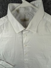 Ermenegildo Zegna Size 18 Button Up Long Sleeve Textured Cotton Ice Blue White