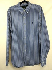 Polo Ralph Lauren Men's Shirt Blue Striped Fit Button Down Long Sleeve Size XL