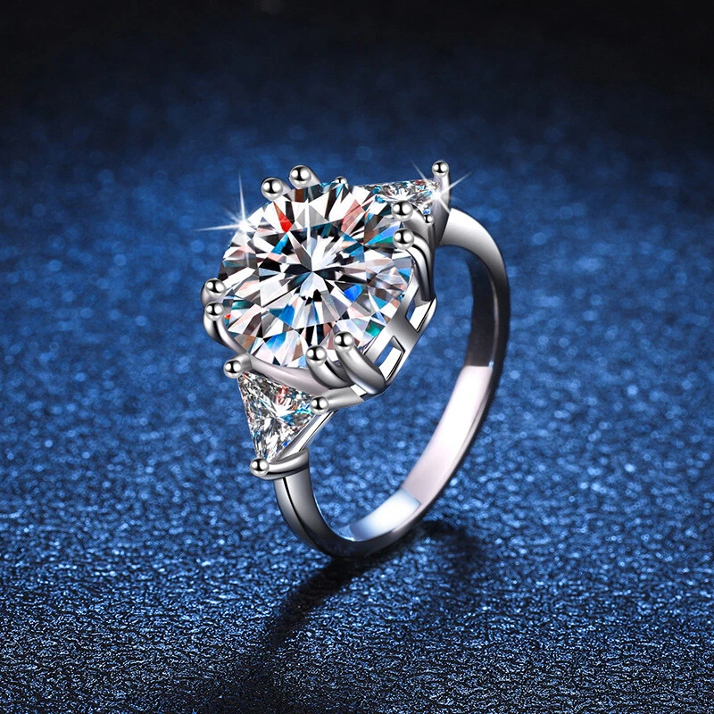 5ct Real D Color VVS1 Moissanite Women Ring 925 Sterling Silver Pass Tester Gift