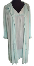 Vanity Fair Nightgown Robe size XL Mint Green Nylon House Coat Lounger Vintage