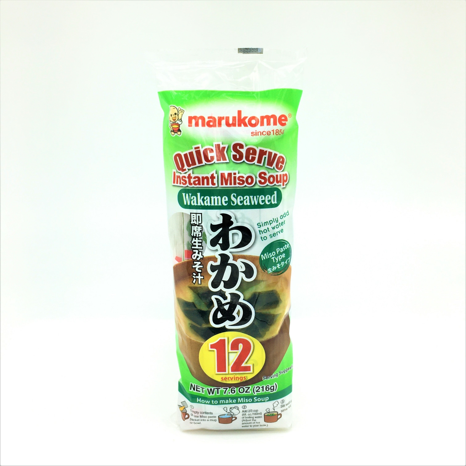 Marukome Quick Serve Instant Miso Soup Wakame Seaweed 12 Servings 216