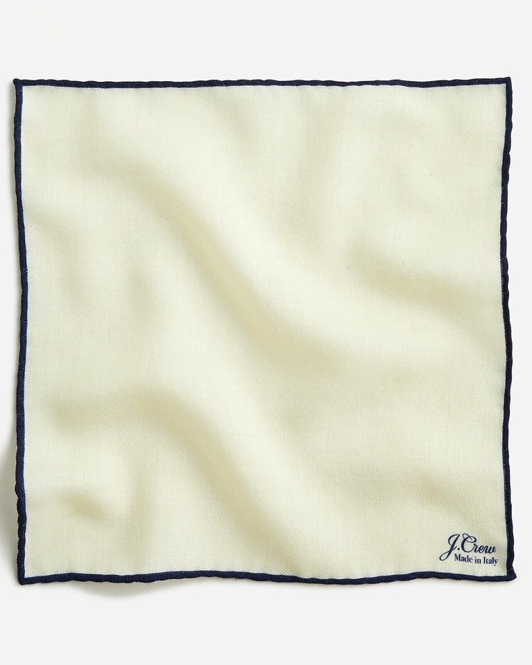 NEW Men's J.Crew Natural / Navy Italian Wool Pocket Square Msrp 49.50
