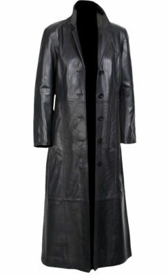 Women's Leather Trench Coat Black Long Coat Genuine Lambskin Women's Leather Trench Coat Black Long Coat Genuine Lambskin