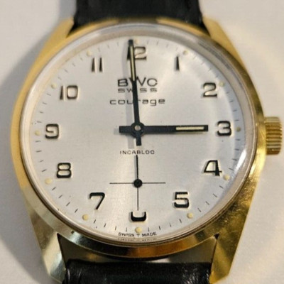 Vintage Swiss COURAGE AS-1130 17J NOS TOP Old Stock BWC Men's Mechanical Watch