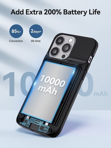 10000mAhWireless Battery Case iPhone 12/13/14 Pro Max Charging Power Bank Cover - Picture 9 of 24