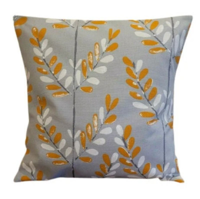 Scandi Sprig Blatt Mandarine Orange Grau Kissenbezug 14'' 16'' 17'' 18'' 20'' 22''